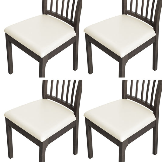 4Pcs Waterproof PU Leather Chair Seat Cover Stretch Chair Cushion Cover - White