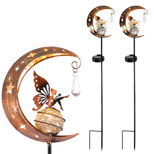2Pcs Garden Solar Light Moon Fairy Stake Light Outdoor Lawn Decoration Light