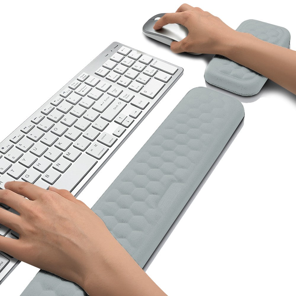 Keyboard and Mouse Wrist Rest Set Ergonomic Soft Memory Foam Support Pad - Grey