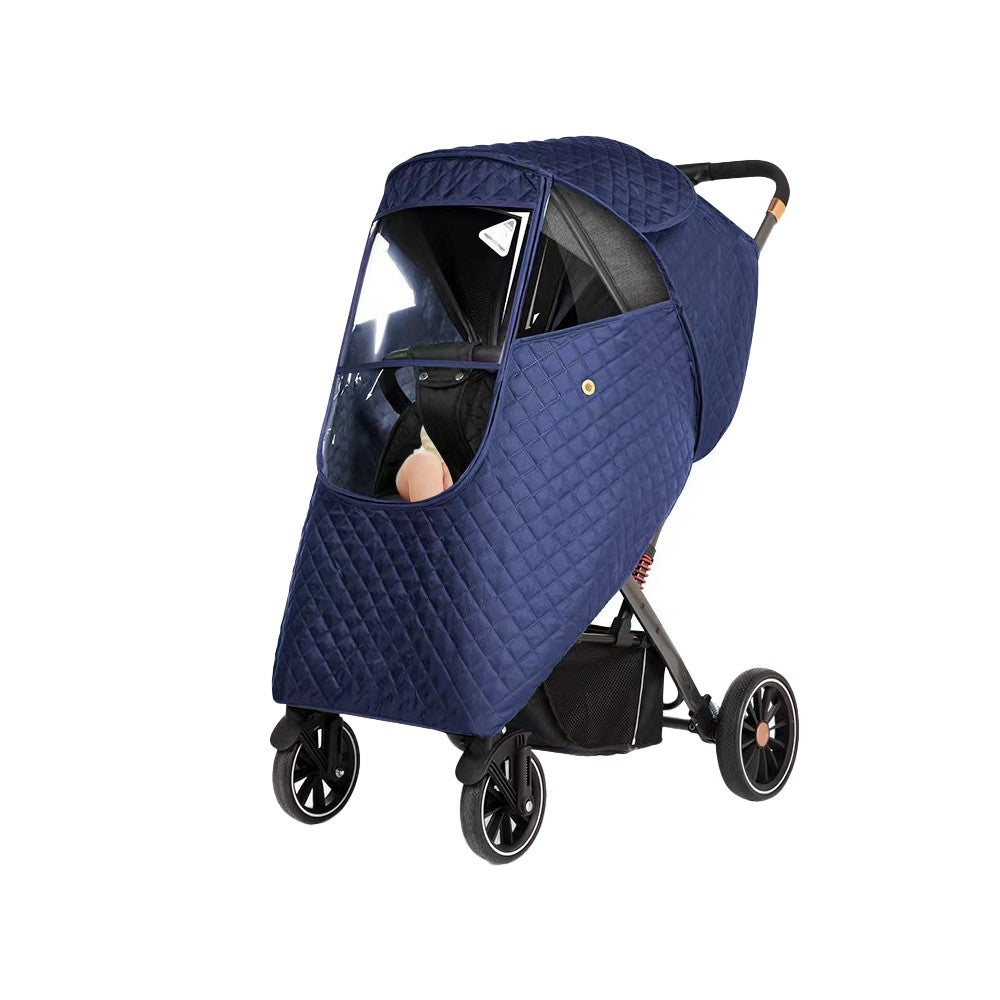 Universal Winter Baby Stroller Cover Thicken Stroller Windproof Warm Cover-Blue