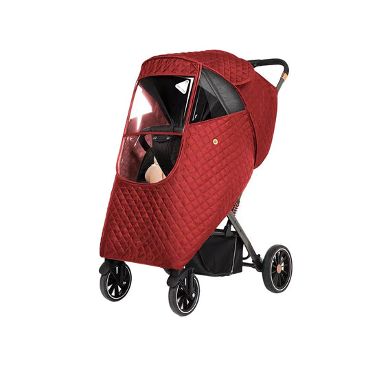 Universal Winter Baby Stroller Cover Thicken Stroller Windproof Warm Cover-Red