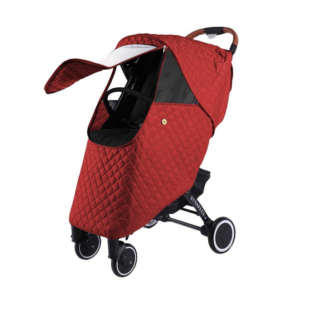 Universal Winter Baby Stroller Cover Thicken Stroller Windproof Warm Cover-Red