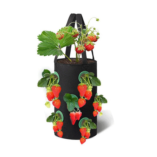 1Pc 3 Gallon Strawberry Grow Bag 12-Hole Vegetables Grow Hanging Bag - Black