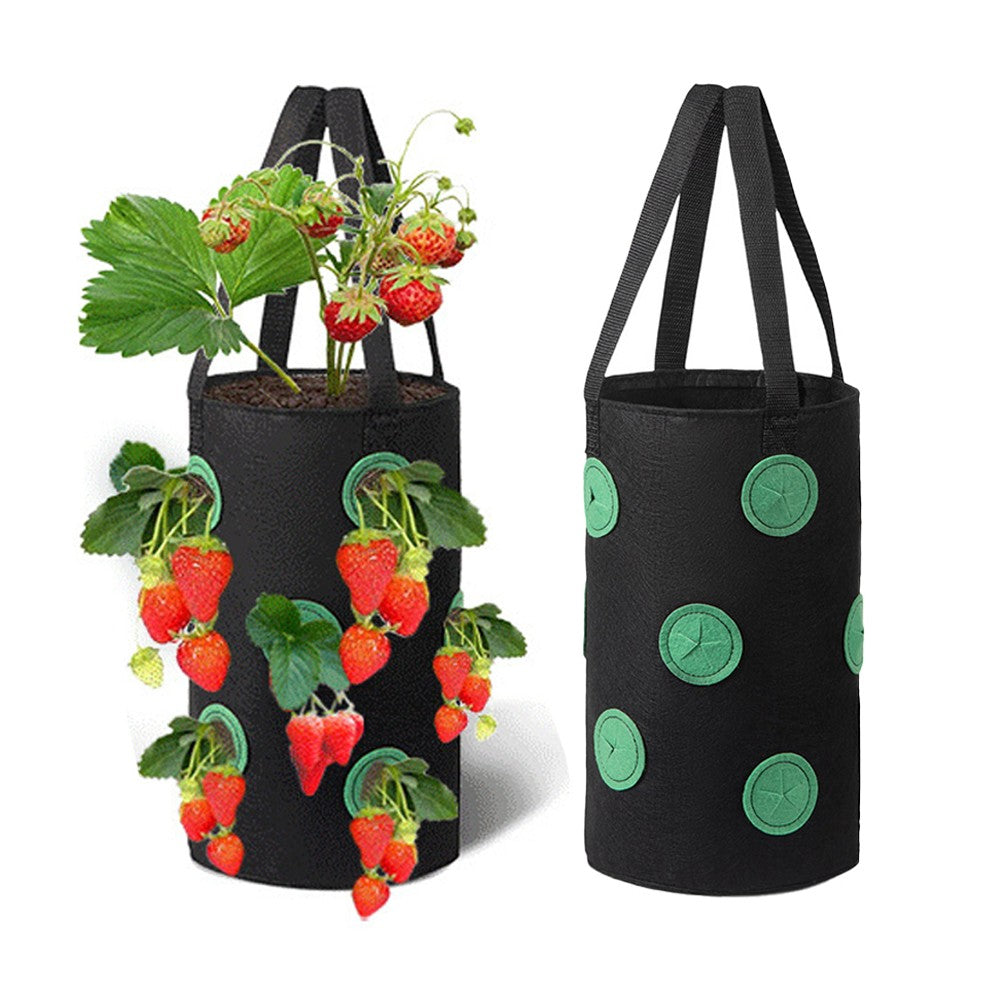 2Pcs 3 Gallon Strawberry Grow Bag 12-Hole Vegetables Grow Hanging Bag - Black