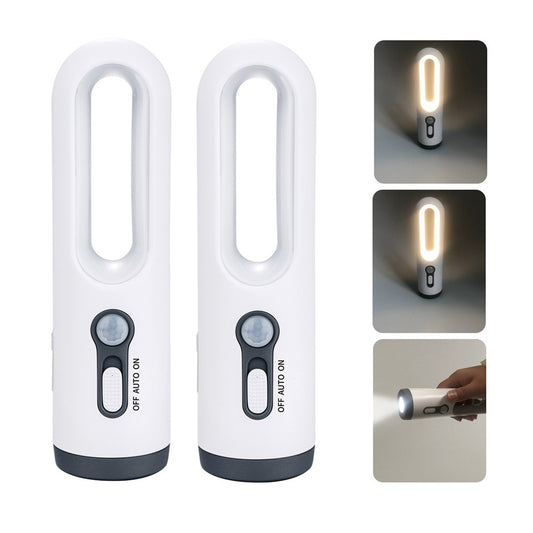 2Pcs Motion Sensor LED Light USB Rechargeable Night Light Portable Flashlight