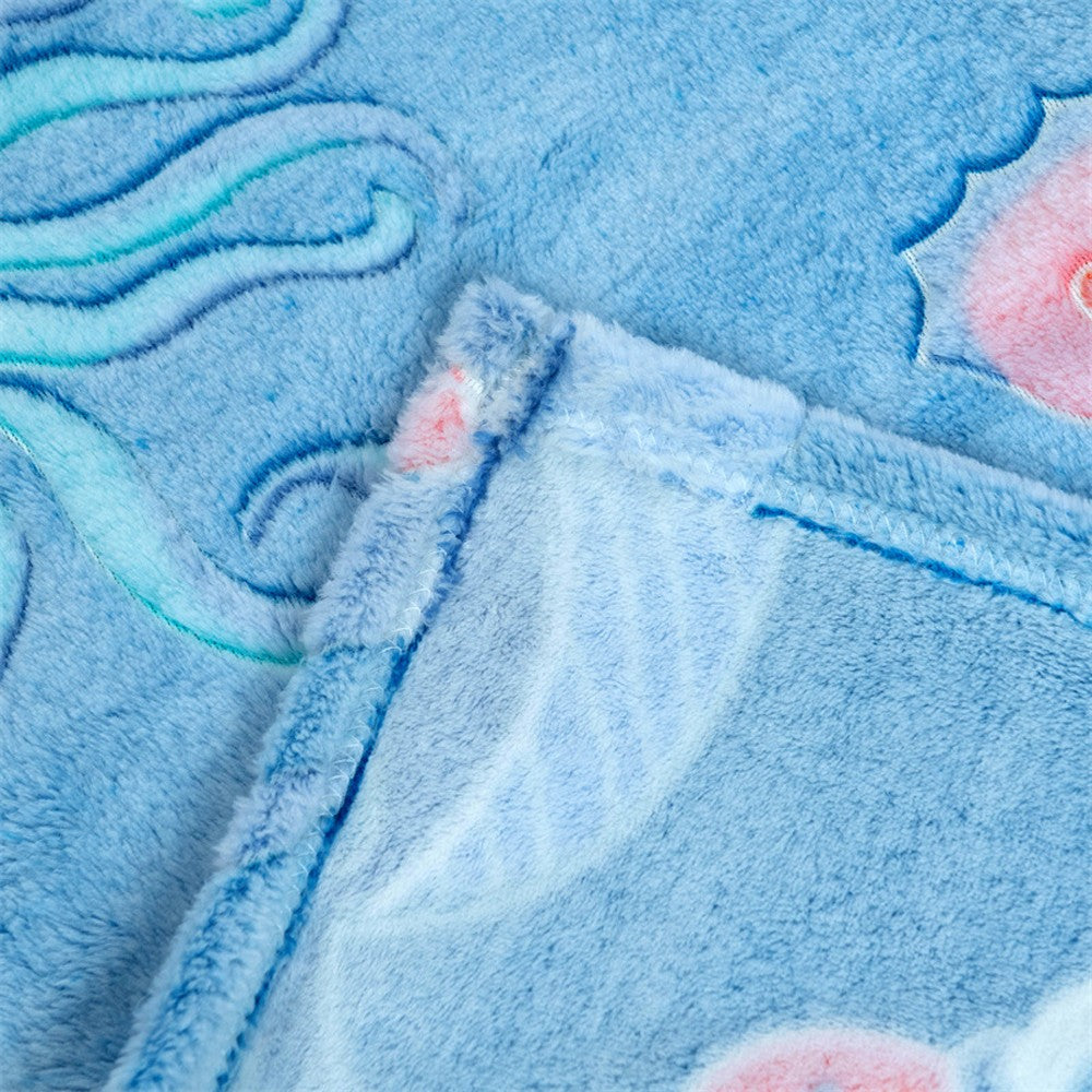 100x75cm Glow in The Dark Throw Blanket Marine Life Print Luminous Soft Blanket