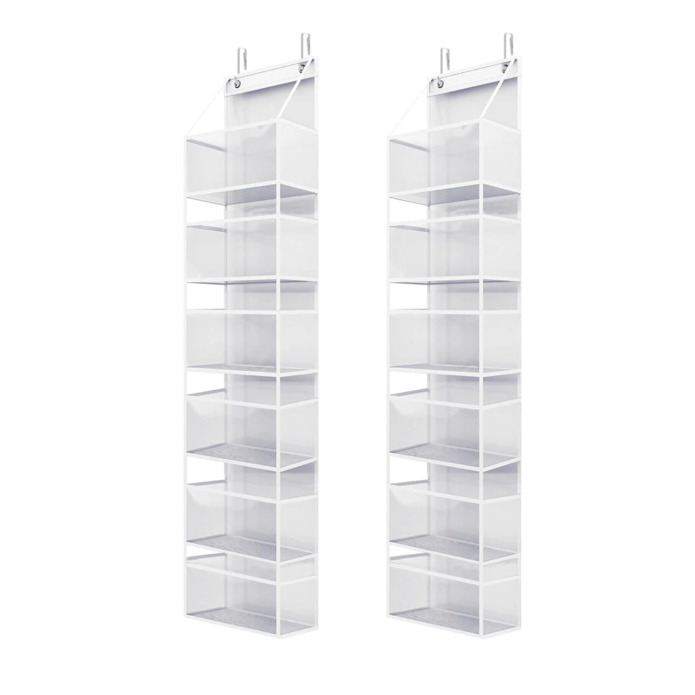 2Pcs 6-Shelf Over The Door Hanging Organizer with Clear Plastic Pockets - White