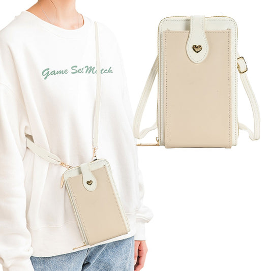 Womens Crossbody Phone Bag PU Leather Shoulder Bag Purse Wallet - White
