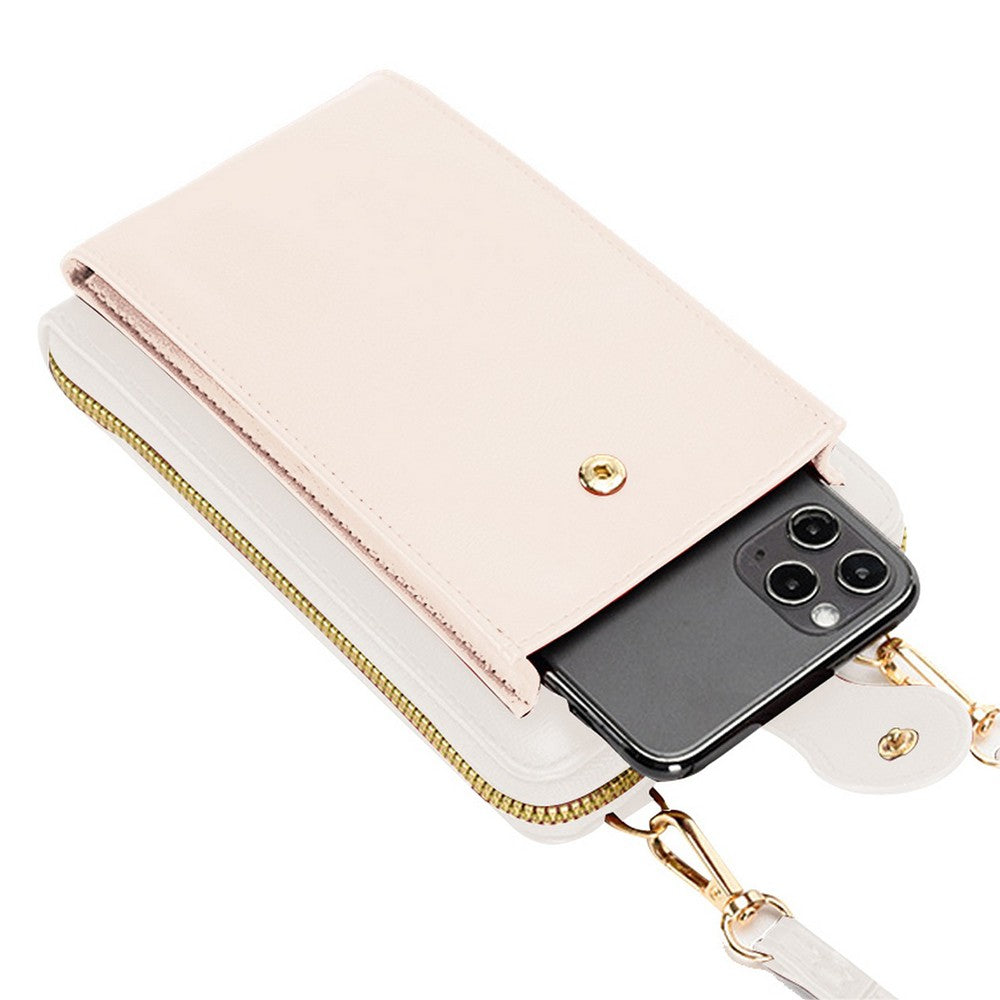 Womens Crossbody Phone Bag PU Leather Shoulder Bag Purse Wallet - White