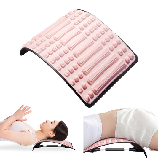 Back Stretcher Rotating Adjustable Fitness Lumbar Back Massager - Pink