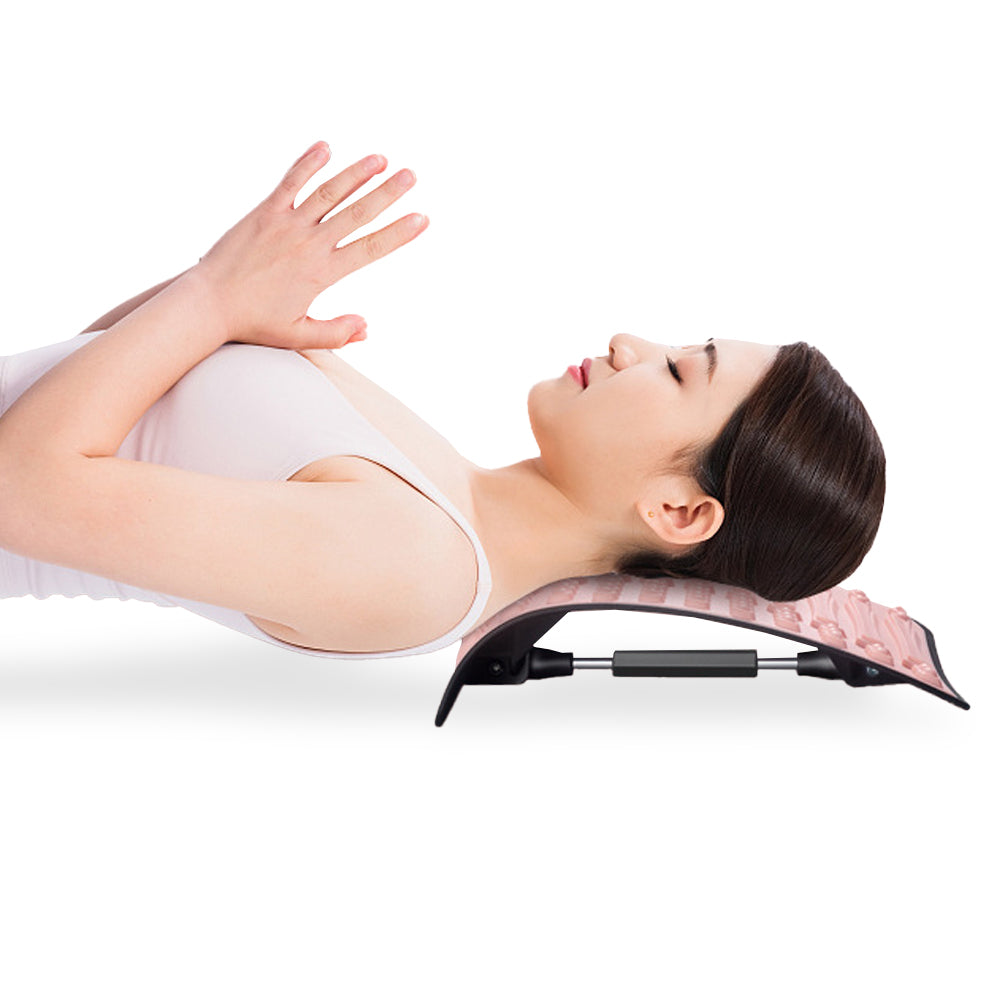 Back Stretcher Rotating Adjustable Fitness Lumbar Back Massager - Pink