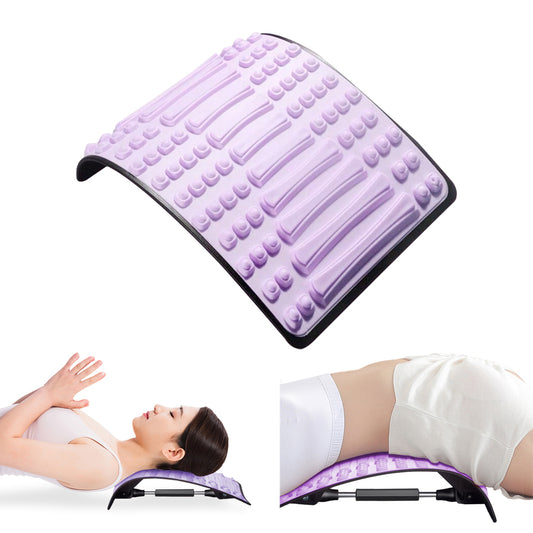 Back Stretcher Rotating Adjustable Fitness Lumbar Back Massager - Purple