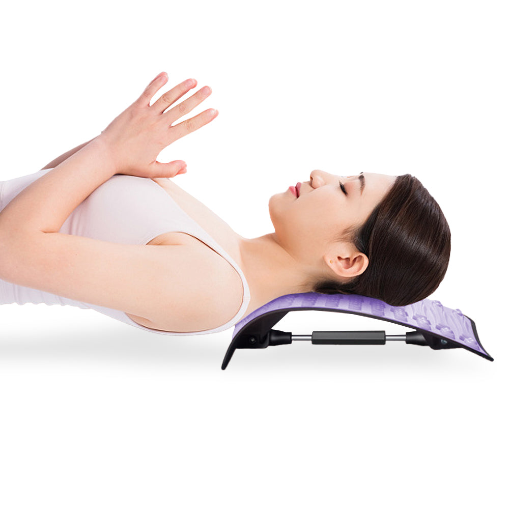 Back Stretcher Rotating Adjustable Fitness Lumbar Back Massager - Purple