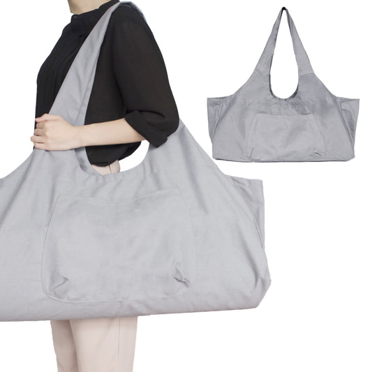 Large Yoga Bag or Yoga Mat Carrier with Side Pocket - Grey