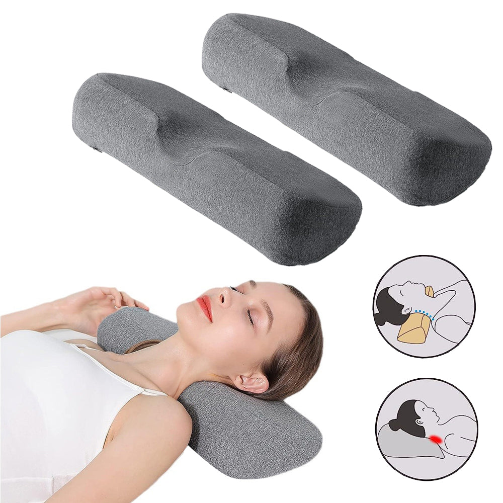 2Pcs Cervical Neck Pillow Memory Foam Neck Bolster Pillow for Pain Relief