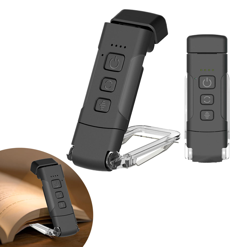 Reading Light Book Clip Lamp Bookmark Lamp USB Rechargeable Portable - Black