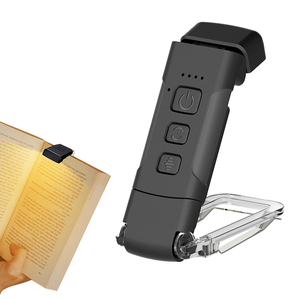 Reading Light Book Clip Lamp Bookmark Lamp USB Rechargeable Portable - Black