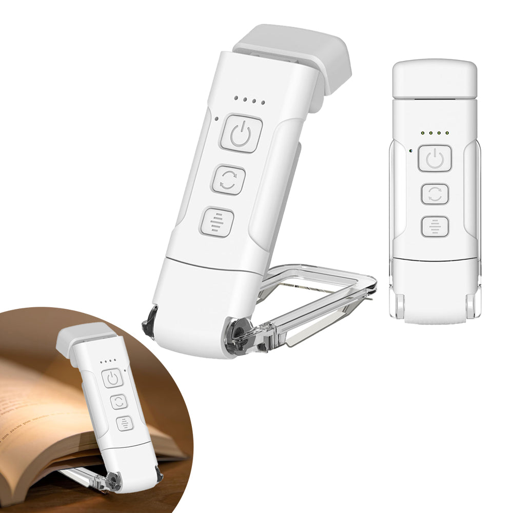 Reading Light Book Clip Lamp Bookmark Lamp USB Rechargeable Portable - White