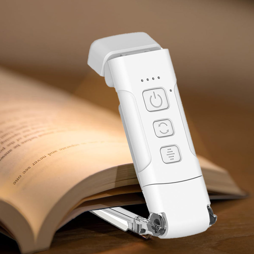 Reading Light Book Clip Lamp Bookmark Lamp USB Rechargeable Portable - White