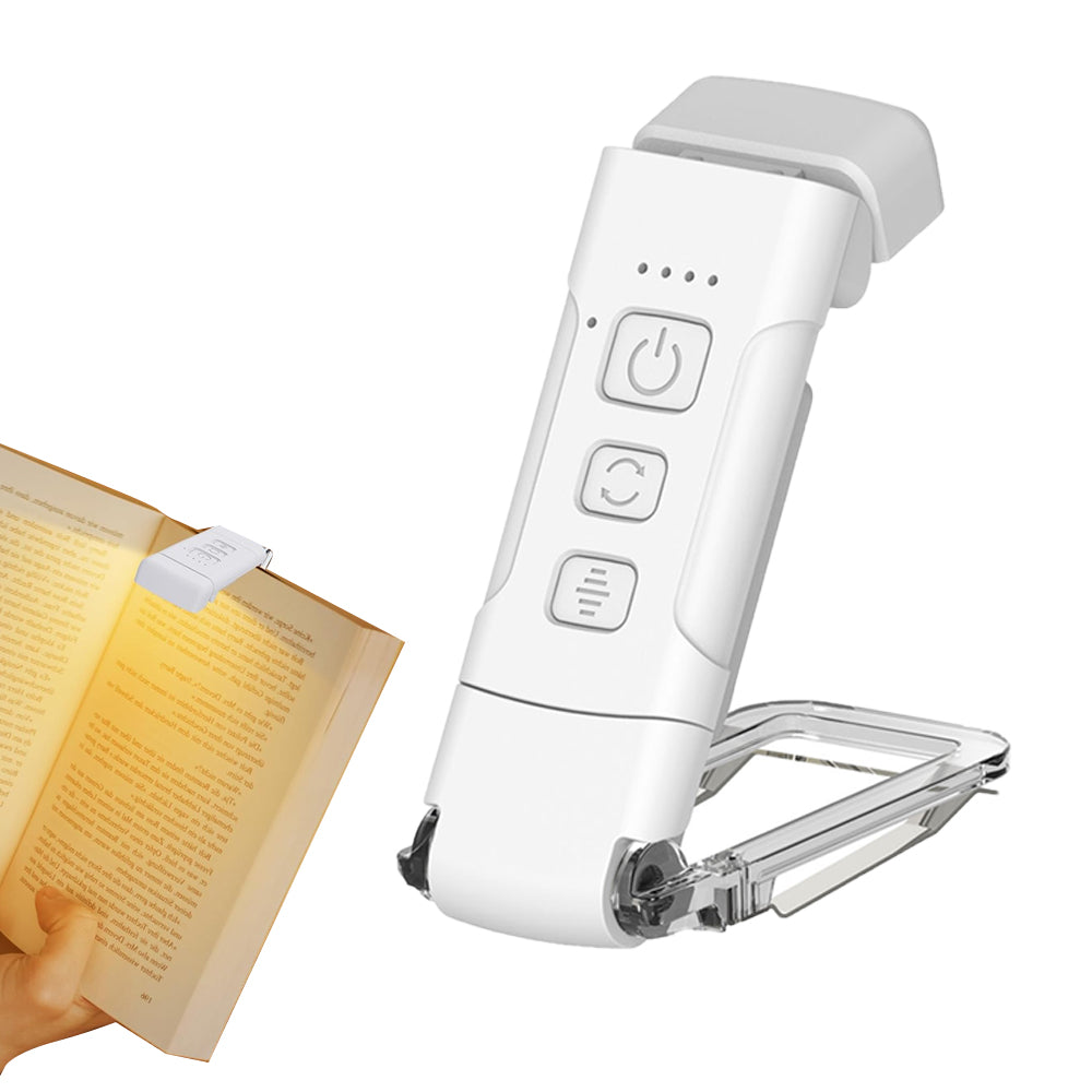 Reading Light Book Clip Lamp Bookmark Lamp USB Rechargeable Portable - White