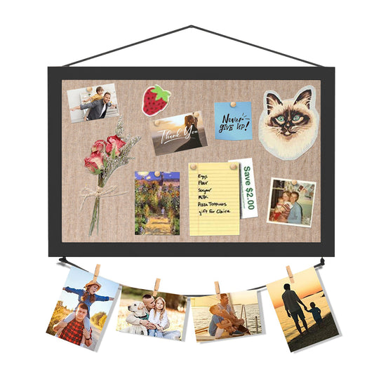Bulletin Board Cork Board Notice Large Memo Photos Wooden Frame Wall - Black