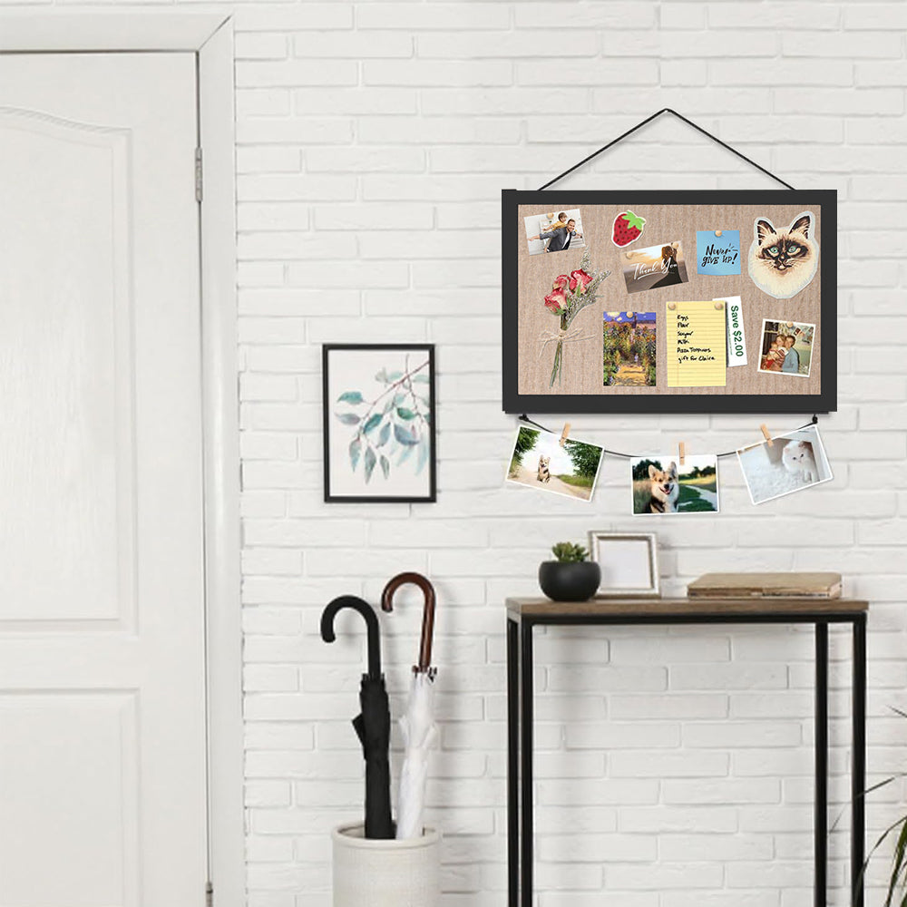 Bulletin Board Cork Board Notice Large Memo Photos Wooden Frame Wall - Black