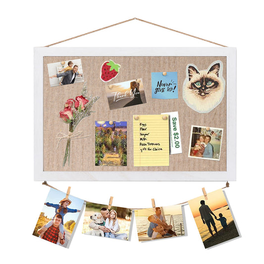 Bulletin Board Cork Board Notice Large Memo Photos Wooden Frame Wall - White
