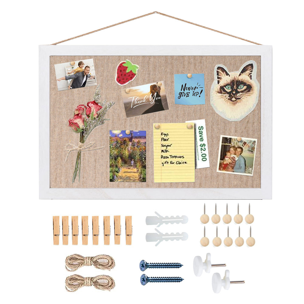 Bulletin Board Cork Board Notice Large Memo Photos Wooden Frame Wall - White