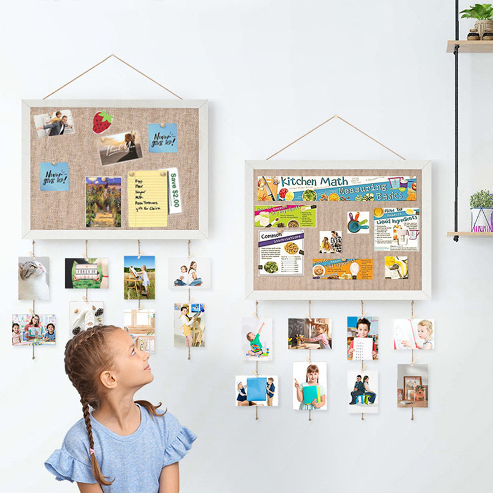 Bulletin Board Cork Board Notice Large Memo Photos Wooden Frame Wall - White