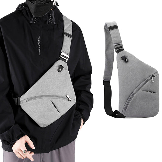 Anti-theft Sling Chest Pack Crossbody Left Shoulder Bag - Grey