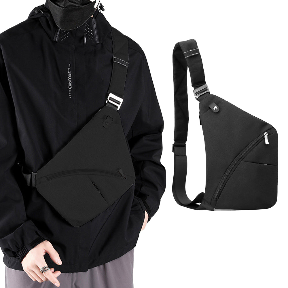 Anti-theft Sling Chest Pack Crossbody Left Shoulder Bag - Black