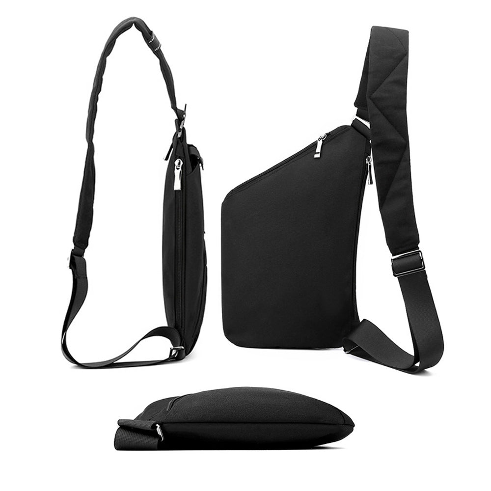 Anti-theft Sling Chest Pack Crossbody Left Shoulder Bag - Black