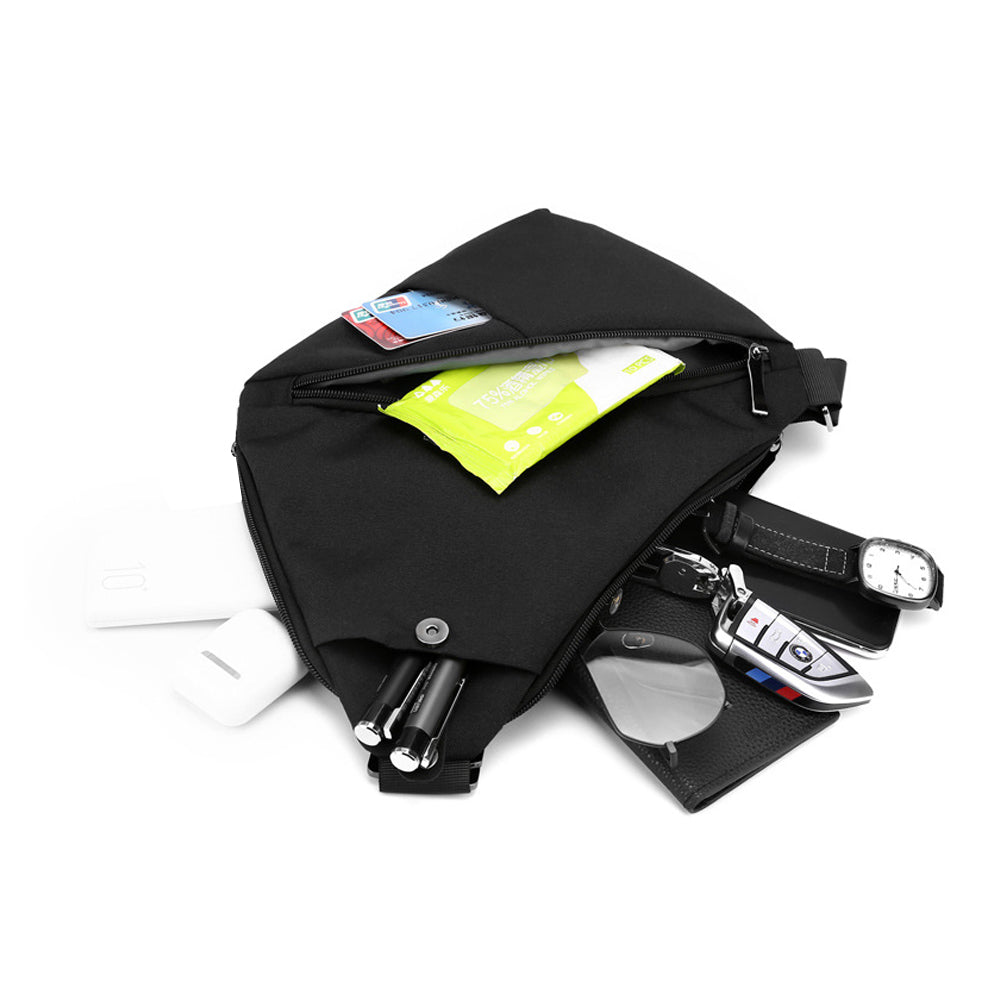 Anti-theft Sling Chest Pack Crossbody Left Shoulder Bag - Black