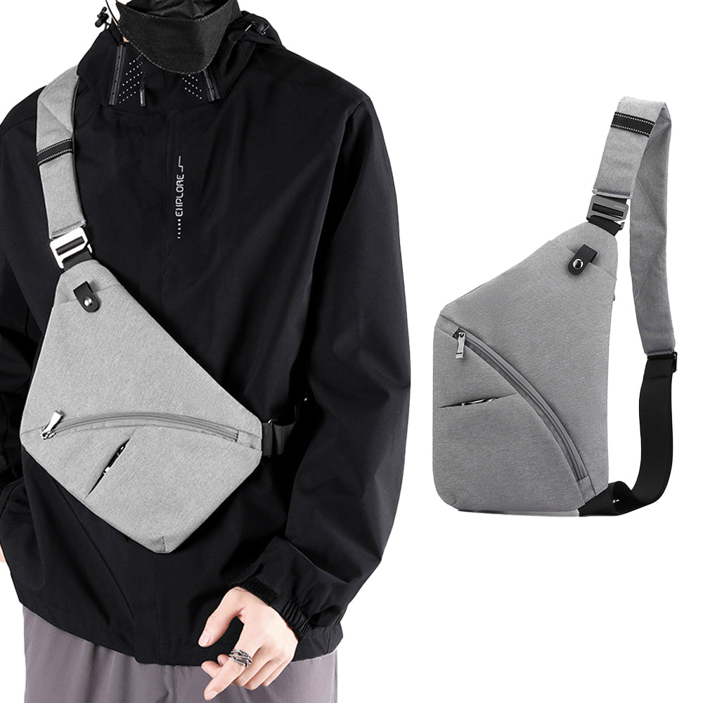 Anti-theft Sling Chest Pack Crossbody Right Shoulder Bag - Grey