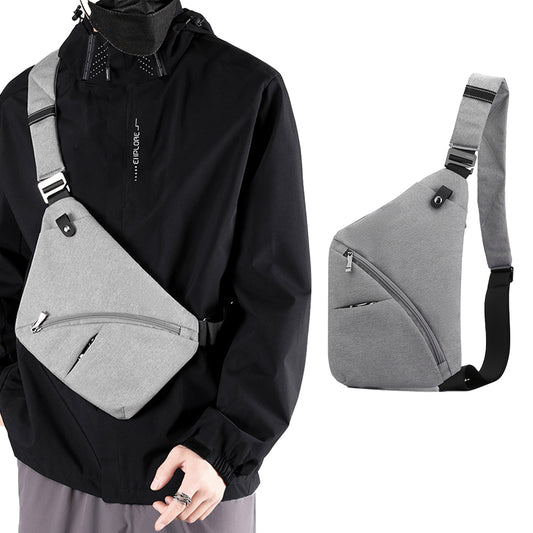 Anti-theft Sling Chest Pack Crossbody Right Shoulder Bag - Grey
