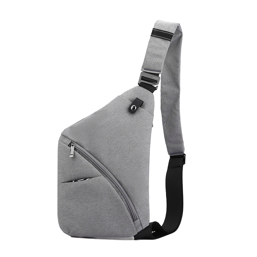 Anti-theft Sling Chest Pack Crossbody Right Shoulder Bag - Grey