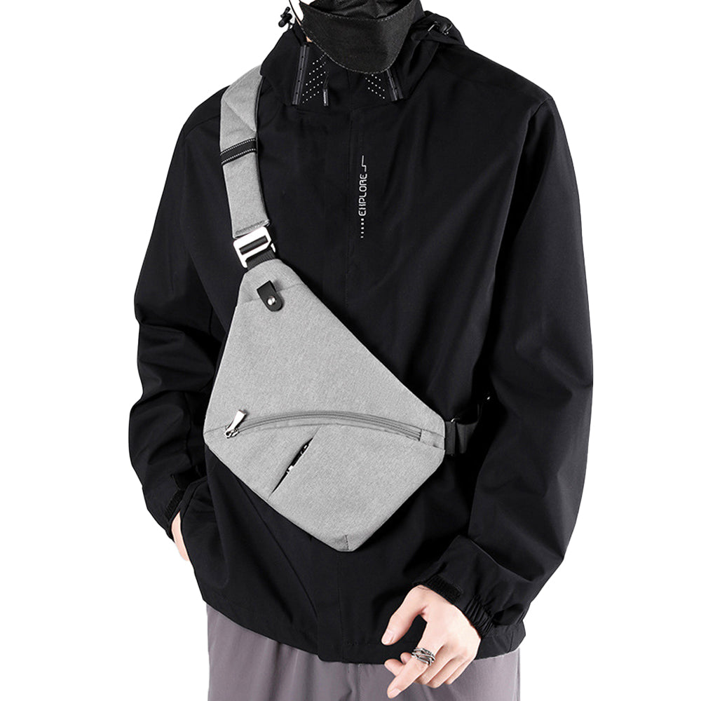 Anti-theft Sling Chest Pack Crossbody Right Shoulder Bag - Grey