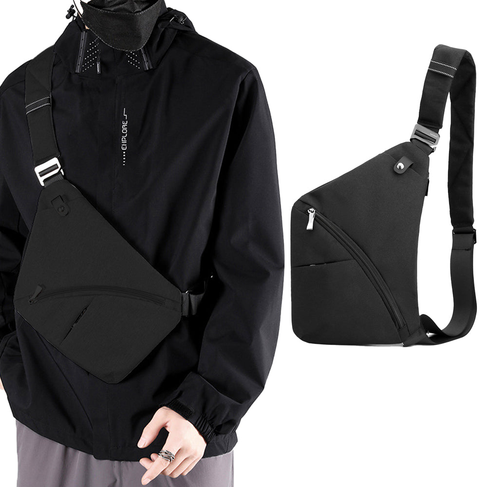 Anti-theft Sling Chest Pack Crossbody Right Shoulder Bag - Black