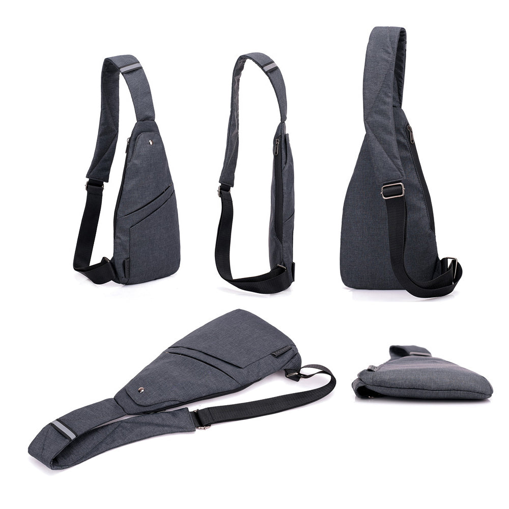 Anti-theft Sling Chest Pack Lightweight Crossbody Pocket Bag - Black