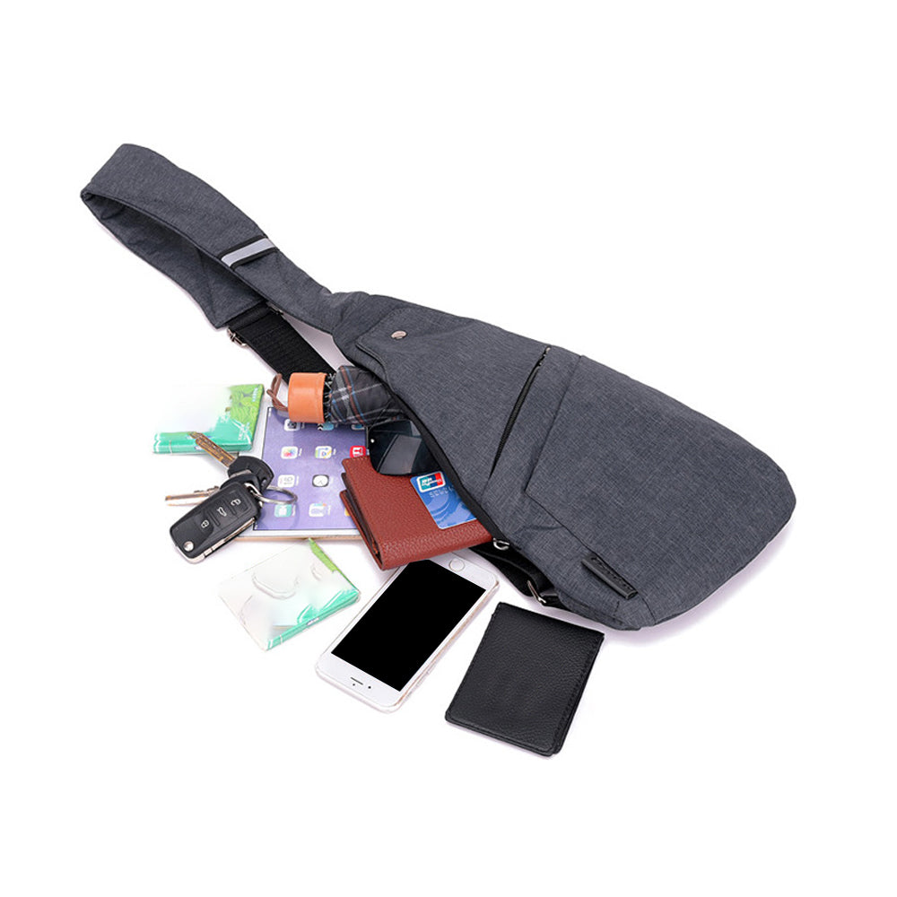 Anti-theft Sling Chest Pack Lightweight Crossbody Pocket Bag - Black