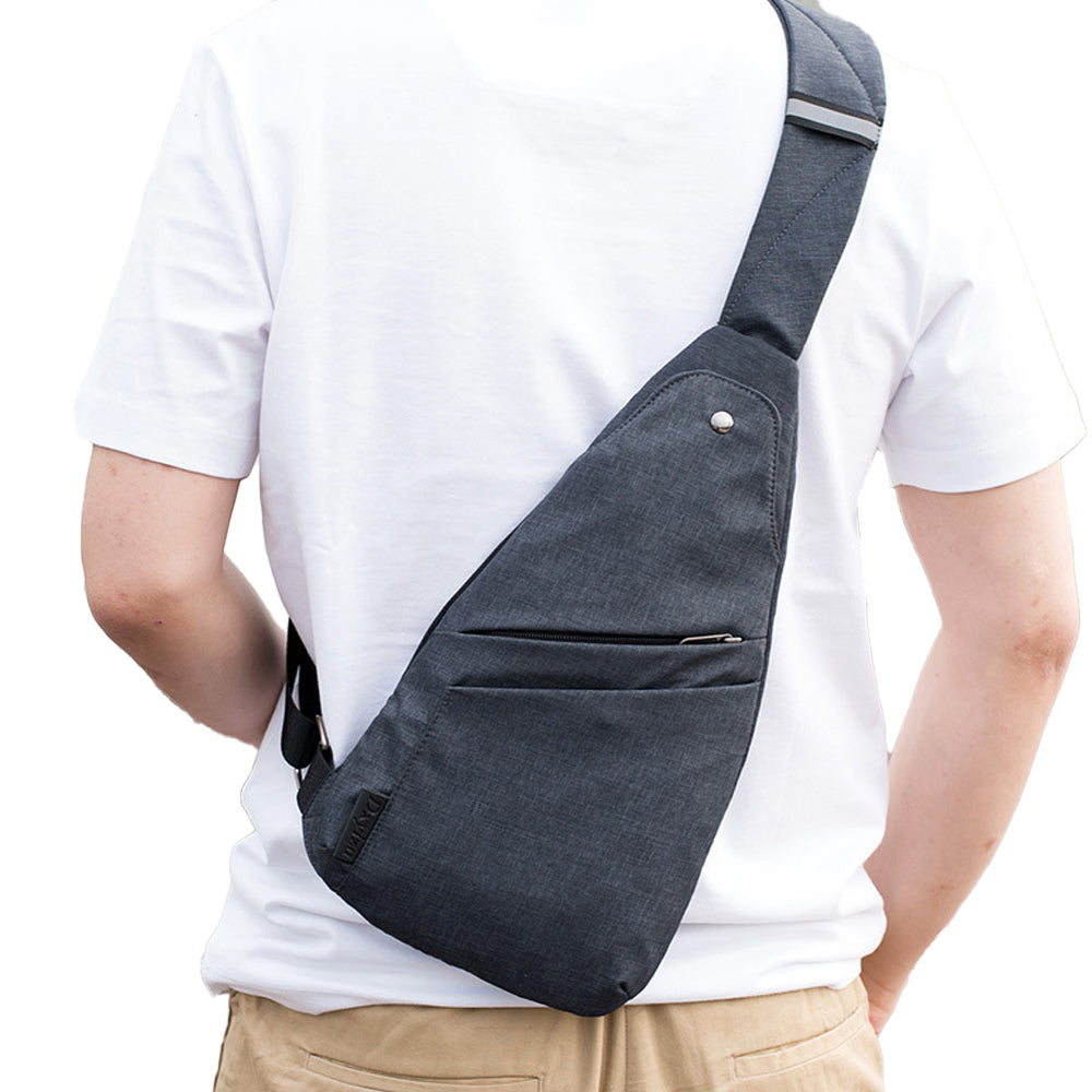 Anti-theft Sling Chest Pack Lightweight Crossbody Pocket Bag - Black