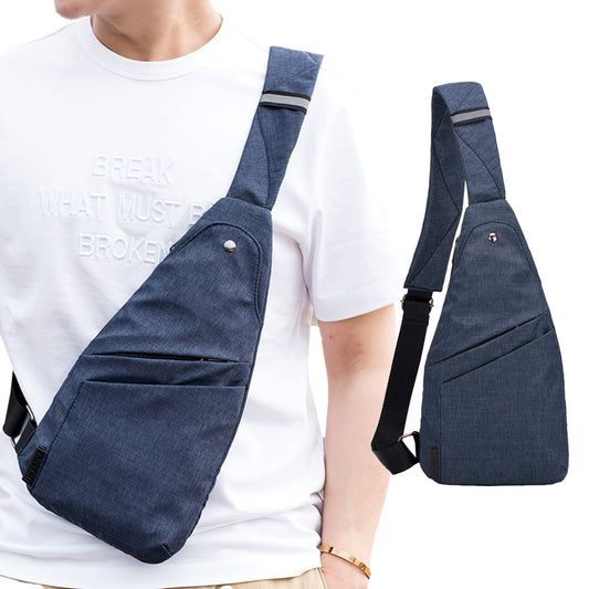 Anti-theft Sling Chest Pack Lightweight Crossbody Pocket Bag - Blue