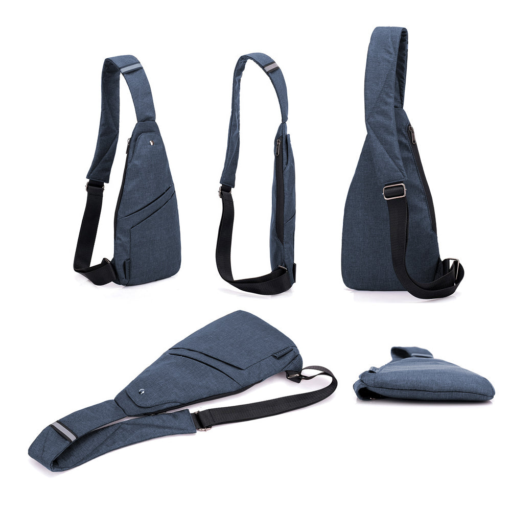 Anti-theft Sling Chest Pack Lightweight Crossbody Pocket Bag - Blue