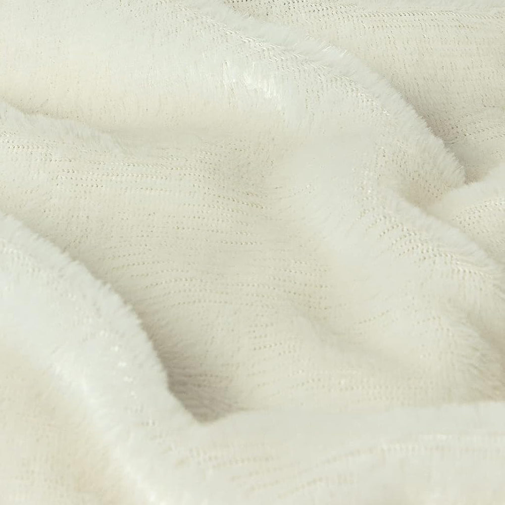 160x200cm Super Soft Faux Fur Throw Blanket Double-Sided Shaggy Blanket - Beige