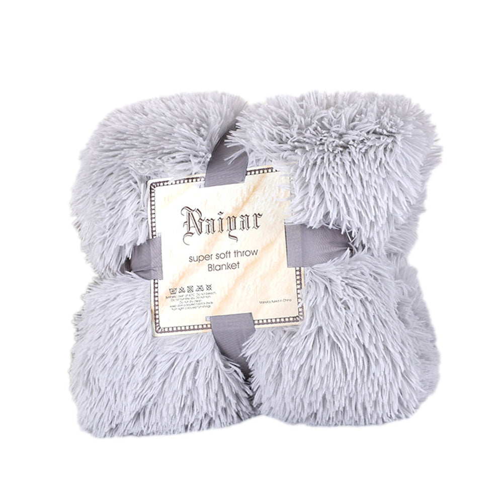 160x200cm Super Soft Faux Fur Throw Blanket Double-Sided Shaggy Blanket - Grey