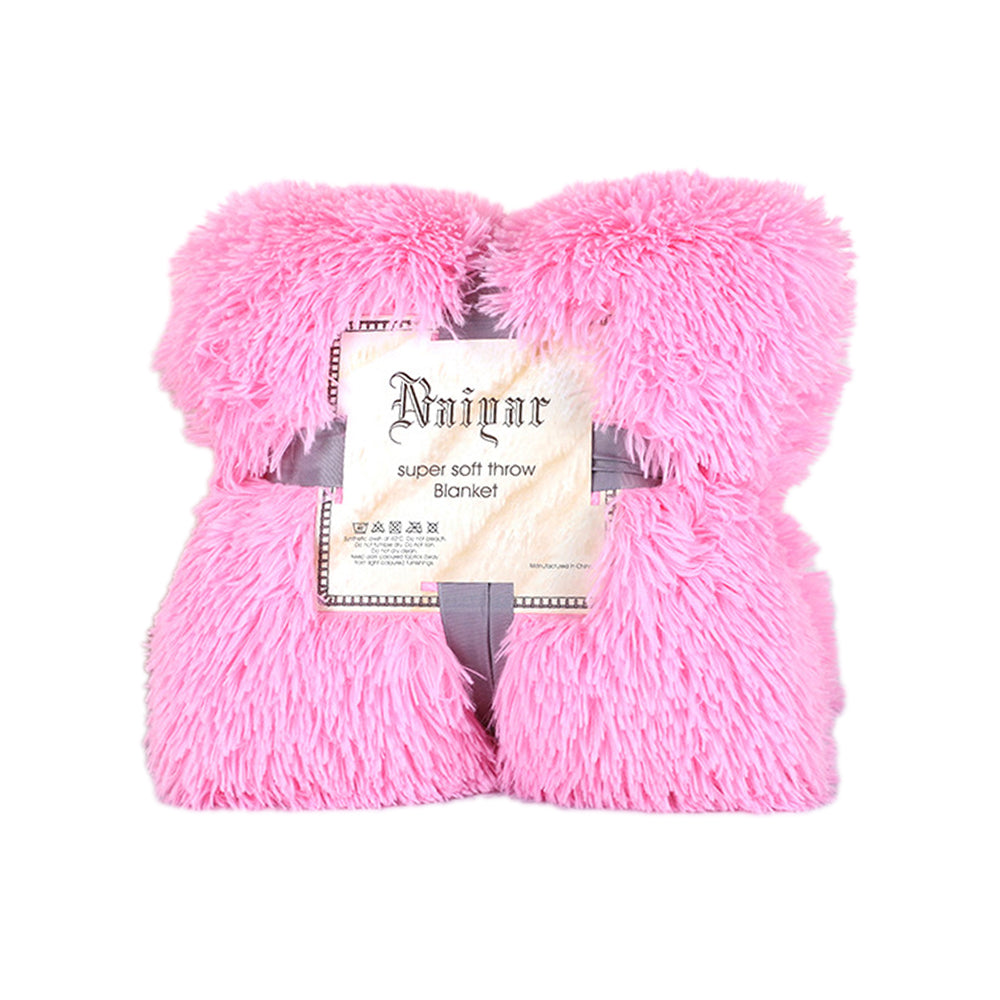 160x200cm Soft Faux Fur Throw Blanket Double-Sided Shaggy Blanket - Light Pink