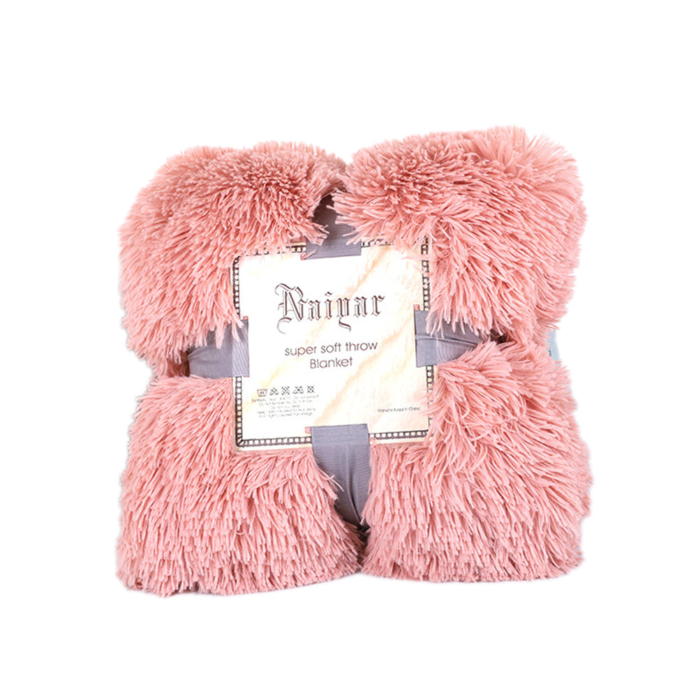 160x200cm Soft Faux Fur Throw Double-Sided Shaggy Blanket - Bean Paste Pink