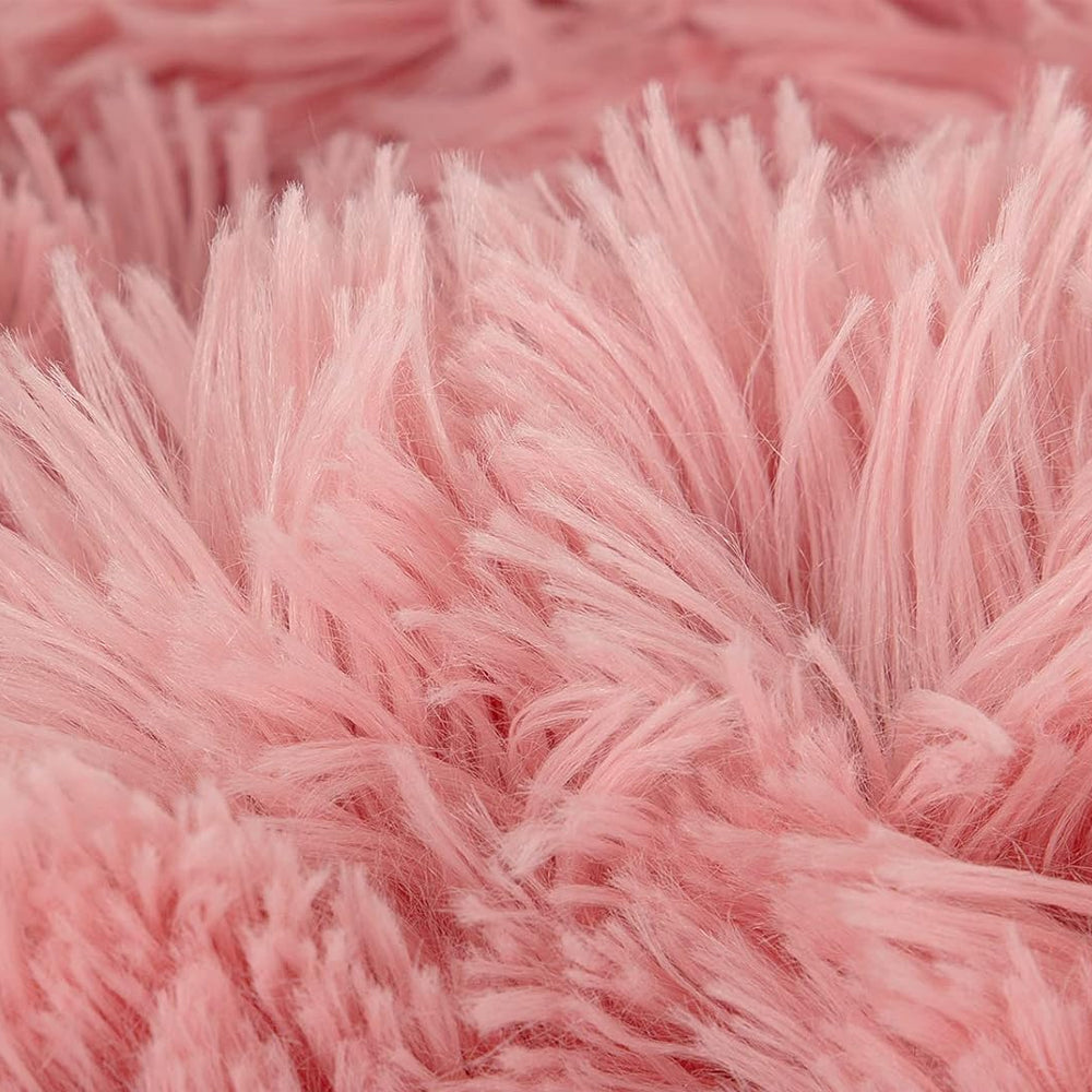 160x200cm Soft Faux Fur Throw Double-Sided Shaggy Blanket - Bean Paste Pink