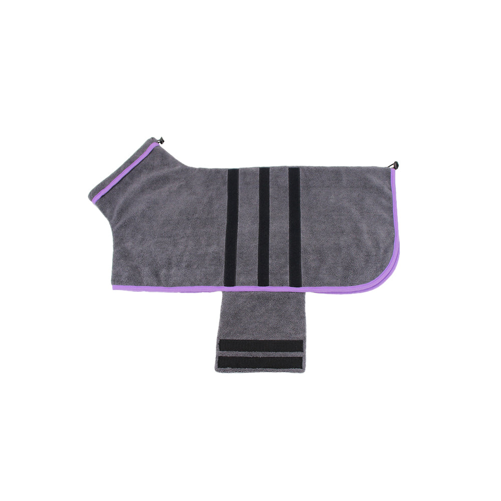Dog Bathrobe Towel Moisture Absorbing Fast Drying Soft Pet Bath Robe - Grey-2XL