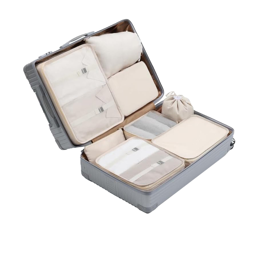 8Pcs Packing Cubes for Travel Lightweight Luggage Organizers - Beige